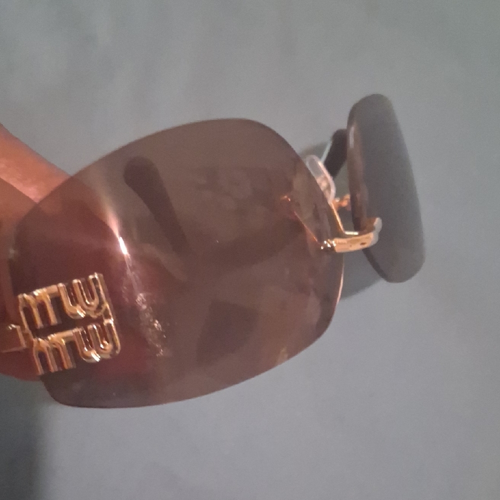 Miu Miu Gold and Brown Sunglasses